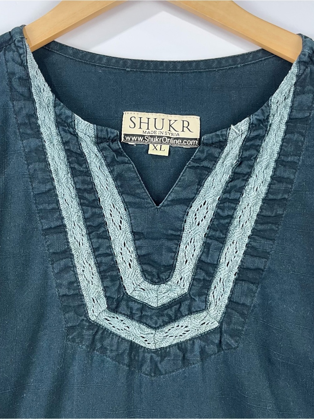 SHUKR 100% Cotton Embroidered Tunic Dress Made in Syria Modest Boho - Picture 3 of 7